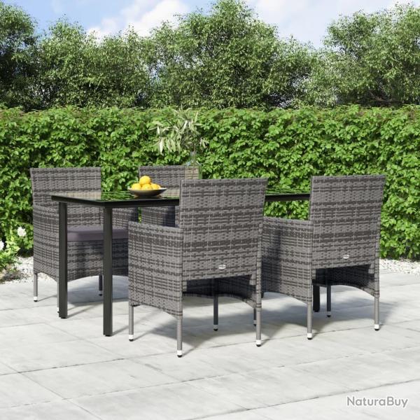 Ensemble  manger de jardin et coussins 5pcs Gris/noir