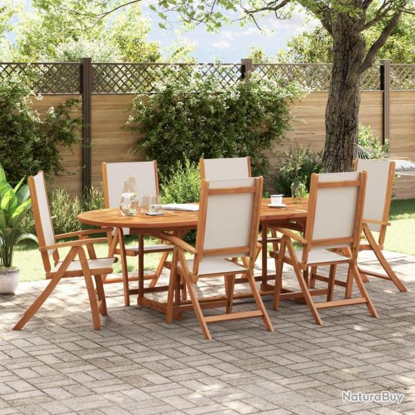 Chaises pliables de jardin lot de 6 bois d'acacia et textilne