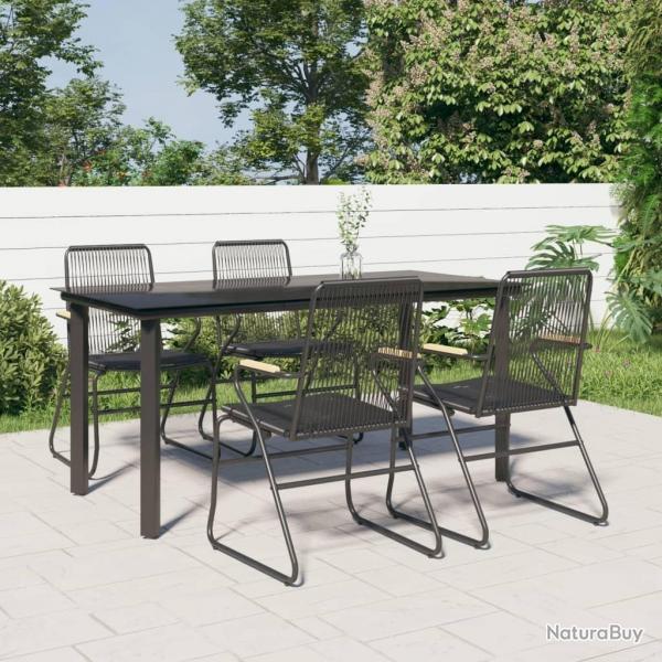 Ensemble  manger de jardin 5 pcs Noir Rotin PVC