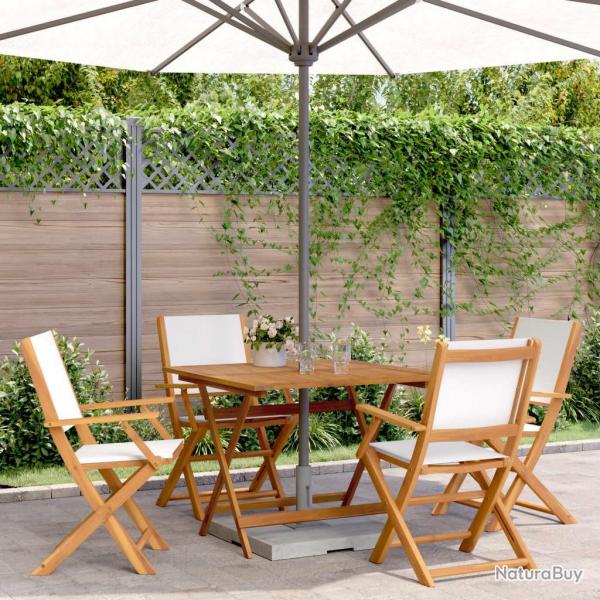 Ensemble  manger de jardin 5 pcs blanc crme tissu bois massif