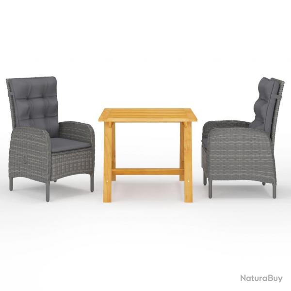 Ensemble  manger de jardin 3 pcs Gris