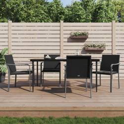 Ensemble à manger de jardin 5 pcs coussins résine tressée acier