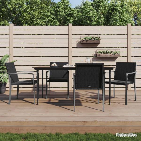 Ensemble  manger de jardin 5 pcs coussins rsine tresse acier
