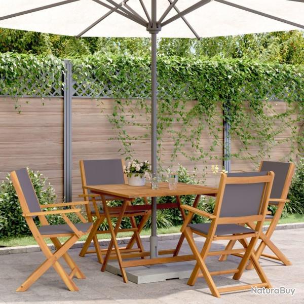 Ensemble  manger de jardin 5 pcs anthracite tissu bois massif