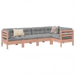 Salon de jardin 5 pcs et coussins bois massif sapin de douglas