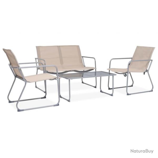 Salon de jardin 4 pcs Tissu et acier Crme