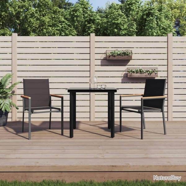 Ensemble  manger de jardin 3 pcs noir textilne et acier