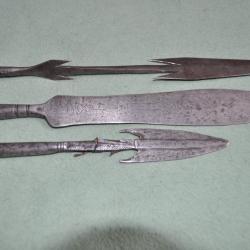3 fers de lance Africains pieces anciennes