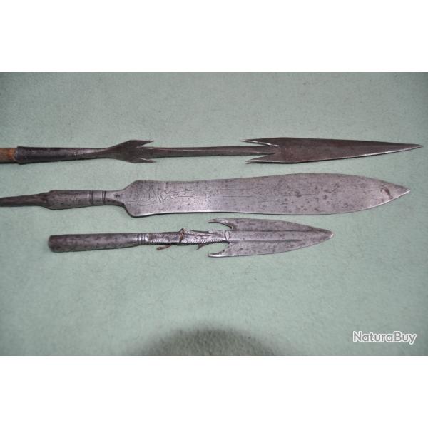 3 fers de lance Africains pieces anciennes