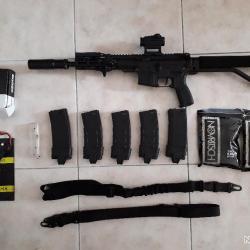 Pack complet airsoft - SA-E23 full upgrade + 5 chargeurs + red dot + batterie + spare