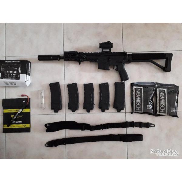 Pack complet airsoft - SA-E23 full upgrade + 5 chargeurs + red dot + batterie + spare