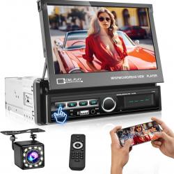 Autoradio 1 Din avec 7 Pouces Automatique Retractable Écran Tactil - Autoradio Bluetooth Main Libres