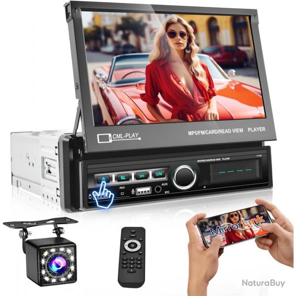 Autoradio 1 Din avec 7 Pouces Automatique Retractable cran Tactil - Autoradio Bluetooth Main Libres