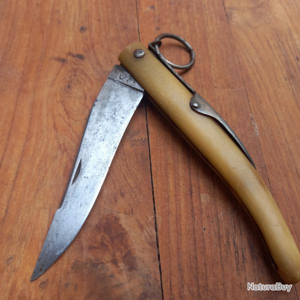 Ancien Grand Couteau  palme TARRY LEVIGNE  Manche en corne