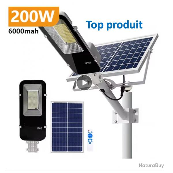 Lampadaire solaire extrieur 6000mAh tanche automatique du crpuscule  l'aube Camping plein Air