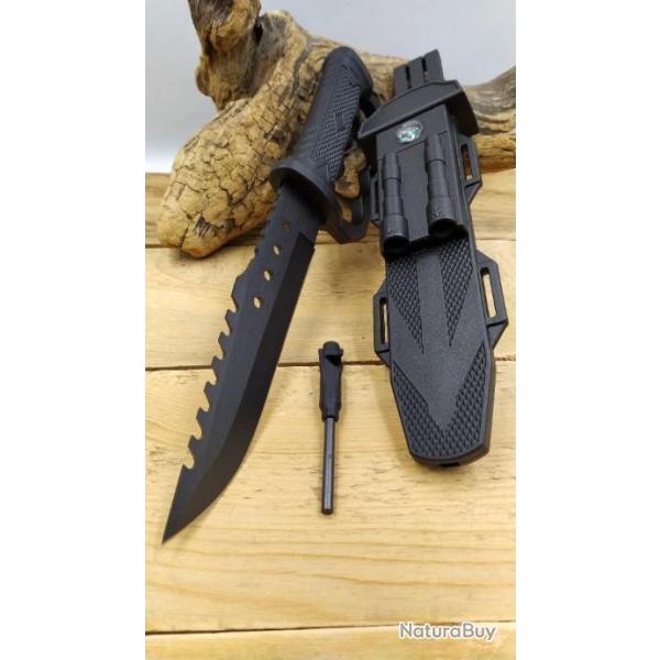Couteau Soldier avec pierre  feu Lame 19 cm manche poing amricain