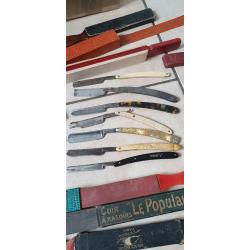 Lot rasoirs oxydé Solingen coupe choux et cuir d affûtage