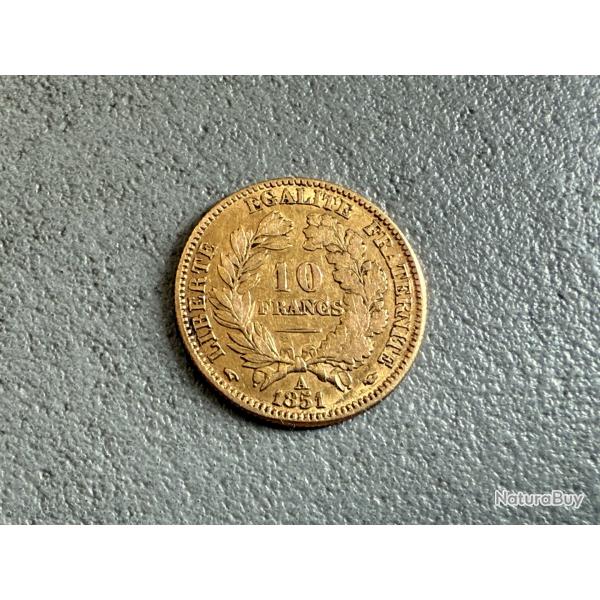 Pice 10 Francs or Crs 1851