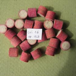 Rares...  Bourres feutre rose 1ère qualité cal 16 hauteur 15,5 mm