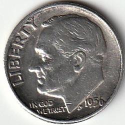 Pièce de Monnaie Etats Unis One Dime argent 1956