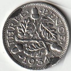 Pièce de Monnaie Angleterre Three Pence - George V 2e effigie 1934 Argent