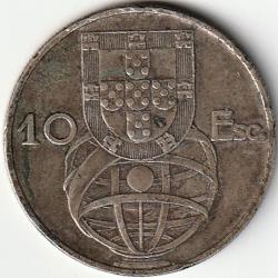 Pièce de Monnaie Portugal 10 escudos "Caravelle" 2e type 1954 Argent