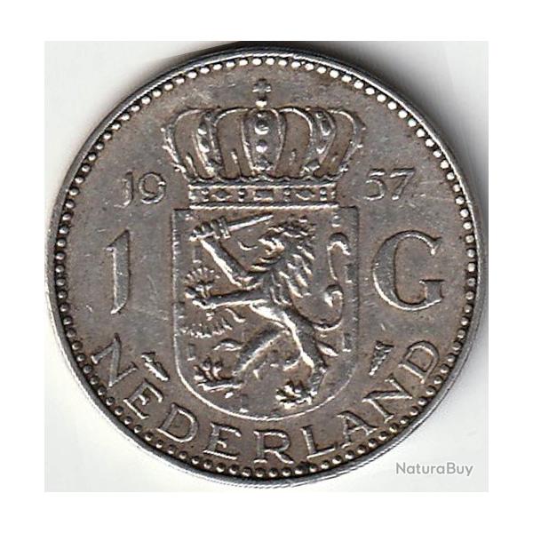 Pice de Monnaie Pays Bas 1 gulden Juliana argent 1957