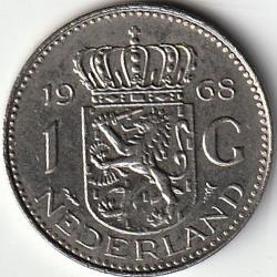 Pièce de Monnaie Pays Bas 1 gulden Juliana argent 1968