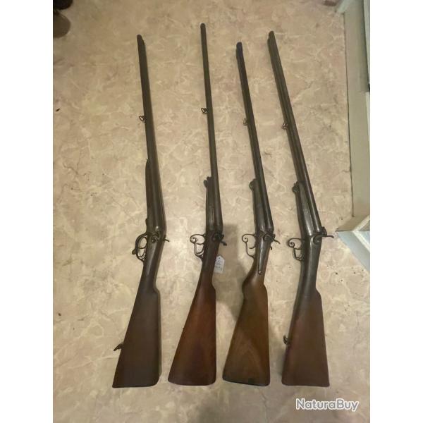 Lot de fusils juxtapos  chiens et  broches calibre16/65 pour pices
