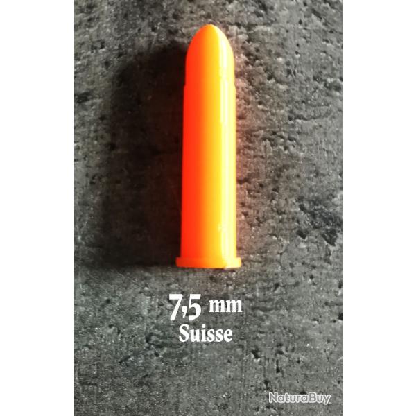 Douille Amortisseur, fausse Cartouche 7.5 mm suisse Ordonnance et autres