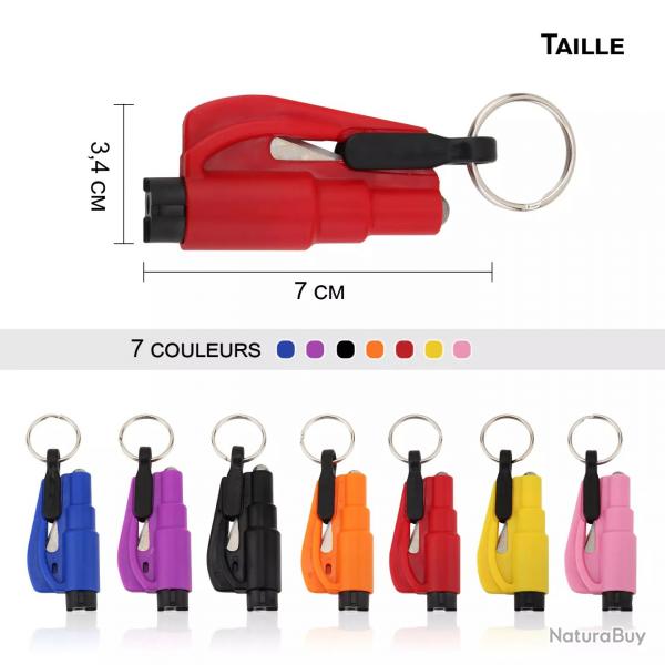 Marteau de scurit de voiture Portable porte cl brise vitre Noir