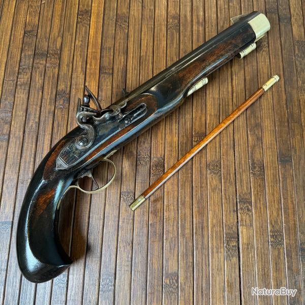 BEAU PISTOLET A SILEX KENTUCKY FLINTLOCK JUKAR CALIBRE 45 CANON RAY