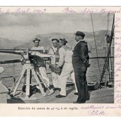 CPA - Marine Militaire - EXERCICE DU CANON DE 47 m/m a tir rapide  N°3140