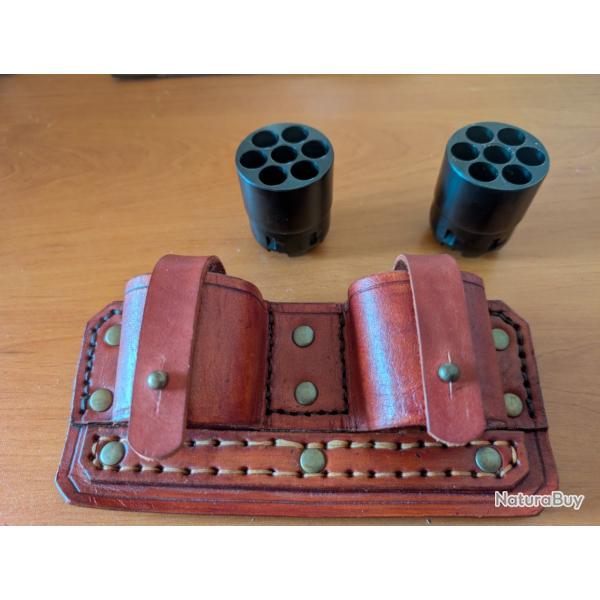Vends 2 barillets Pietta pour Colt 1860 / Colt 1851 calibre 44 bronz non grav + porte barillets