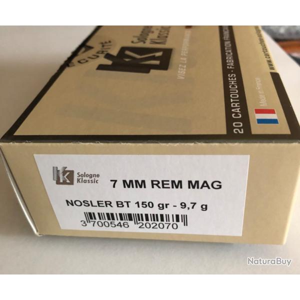 Bote de 20 munitions SOLOGNE ballistic tip calibre 7 Rem Mag