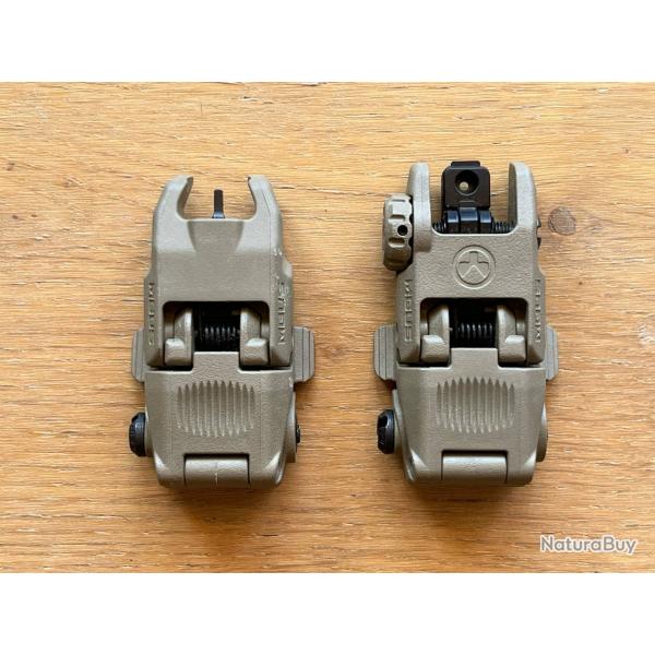 Hausse et Guidon MAGPUL MBUS Gen2 pour AR15 FDE