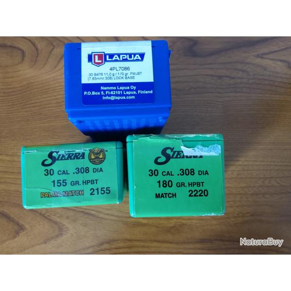 Lot ogives 308 Lapua Sierra