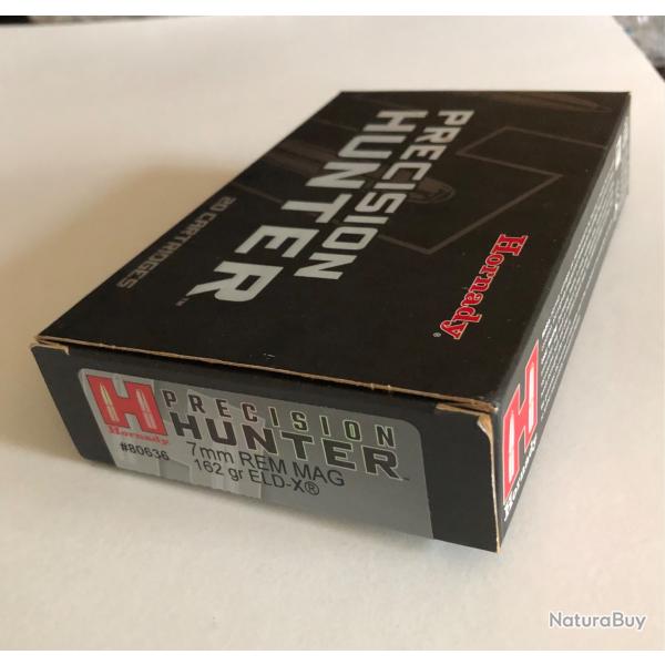 Bote incomplte de 18 munitions HORNADY PH , ogive ELDX, calibre 7 Rem Mag