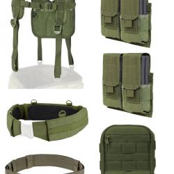 Lot NEUF ceinture tactique + harnais + poches Olive Drab CONDOR Taille M