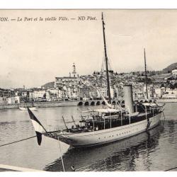 CPA -Marine -MENTON-Le Port et la vieille Ville  N°3153