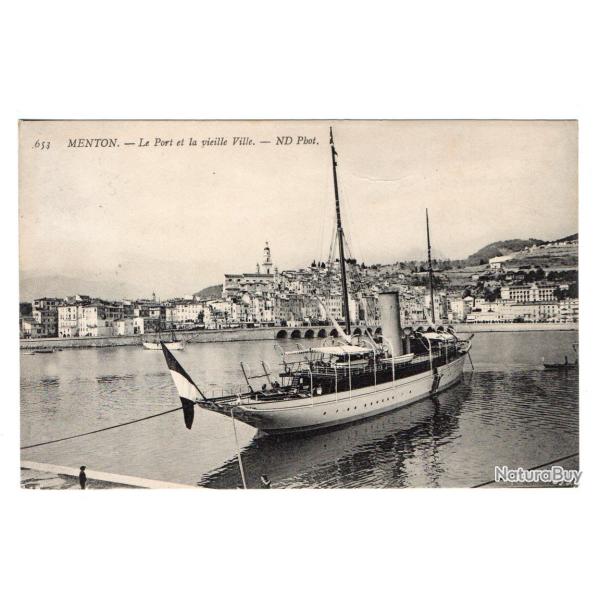 CPA -Marine -MENTON-Le Port et la vieille Ville  N3153