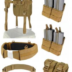 Lot NEUF ceinture tactique + harnais + poches Coyote CONDOR Taille M