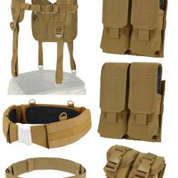 Lot NEUF ceinture tactique + harnais + poches Coyote CONDOR Taille S