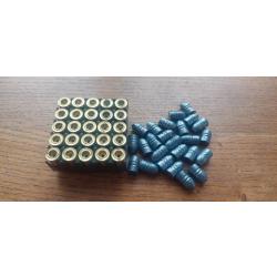KIT RECHARGEMENT REVOLVER 32 S&W SHORT. 25 DOUILLES RECHARGEABLES + 25 OGIVES PLOMB+25 AMORCES