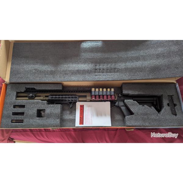 Airsoft pompe M870 (M8875) Keymod Tan Golden Eagle Gaz