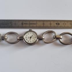 Montre De Dame Argent Massif Edma Vintage Antichoc Avec Chaînette de sécurité