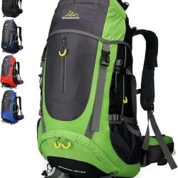 Sac à Dos 70L Trekking Randonnée Camping Voyage Etanche Multi-Compartiments Confort Ergonomique Vert
