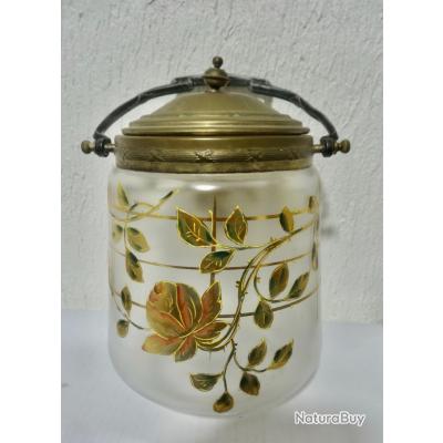 ANCIEN POT À biscuits en verre et métal argenté – style Gallia EUR 29,00 - PicClick FR
