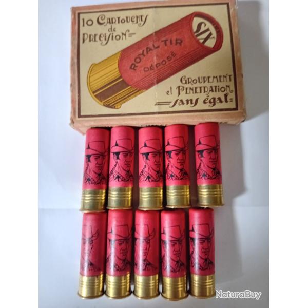 Bote de 10 belles cartouches anciennes cal 16 douilles cartons
