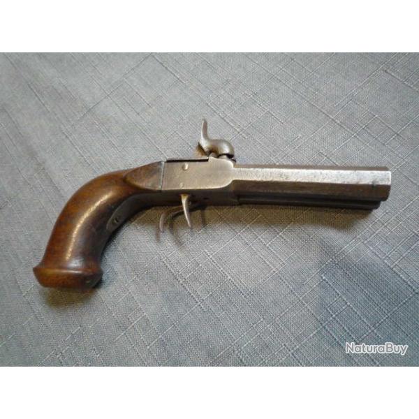 pistolet a coffre double canon, percussion